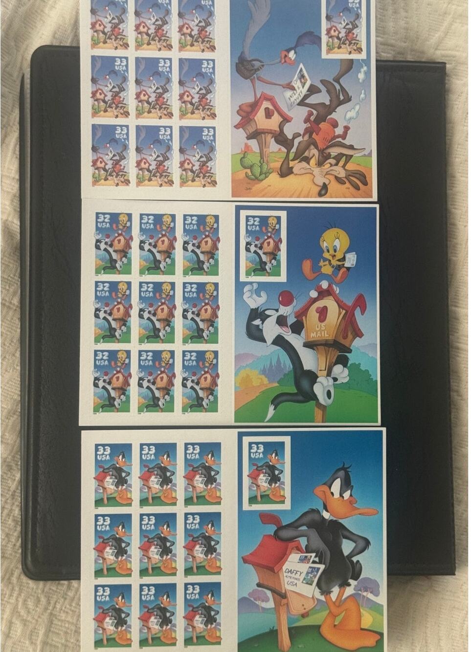 VTG Looney Tunes USPS Commemorative Stamp Sheets Lot (3 Panes)